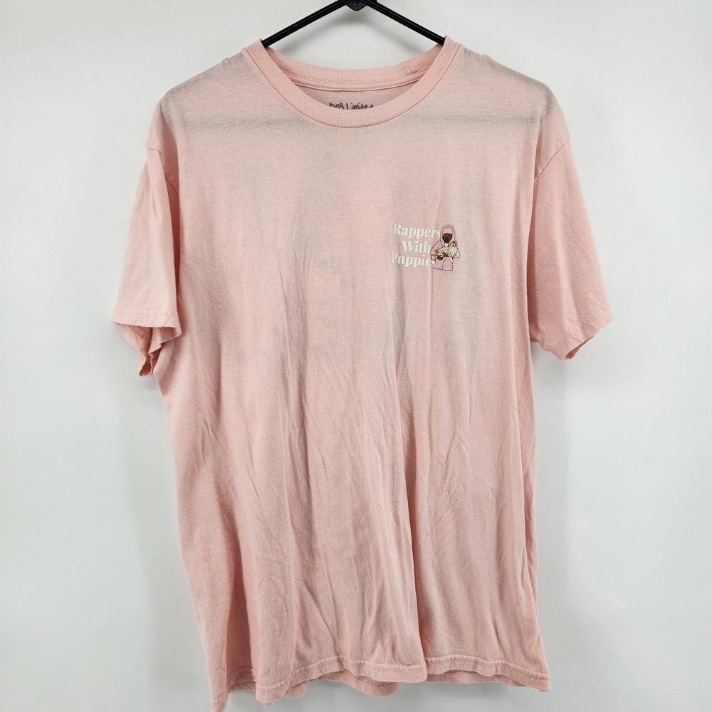 Dog Limited Rappers With Puppies Graphic T-Shirt Pink Large Hip Hop Streetwear